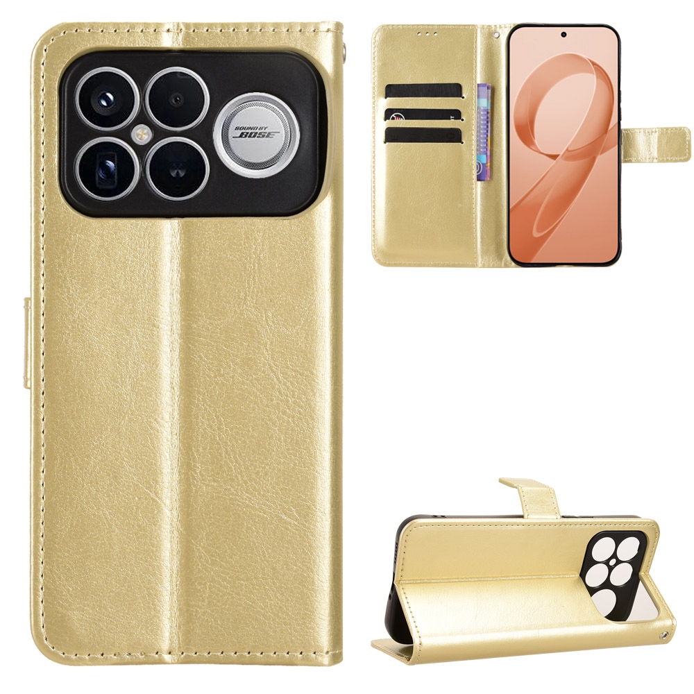 Őrült könyv tok a Xiaomi Poco F8 Ultra 5G-hez - arany színben