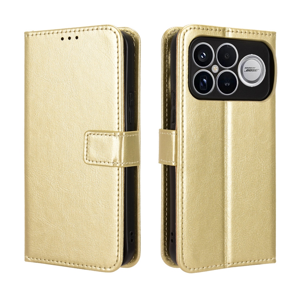 Őrült könyv tok a Xiaomi Poco F8 Ultra 5G-hez - arany színben