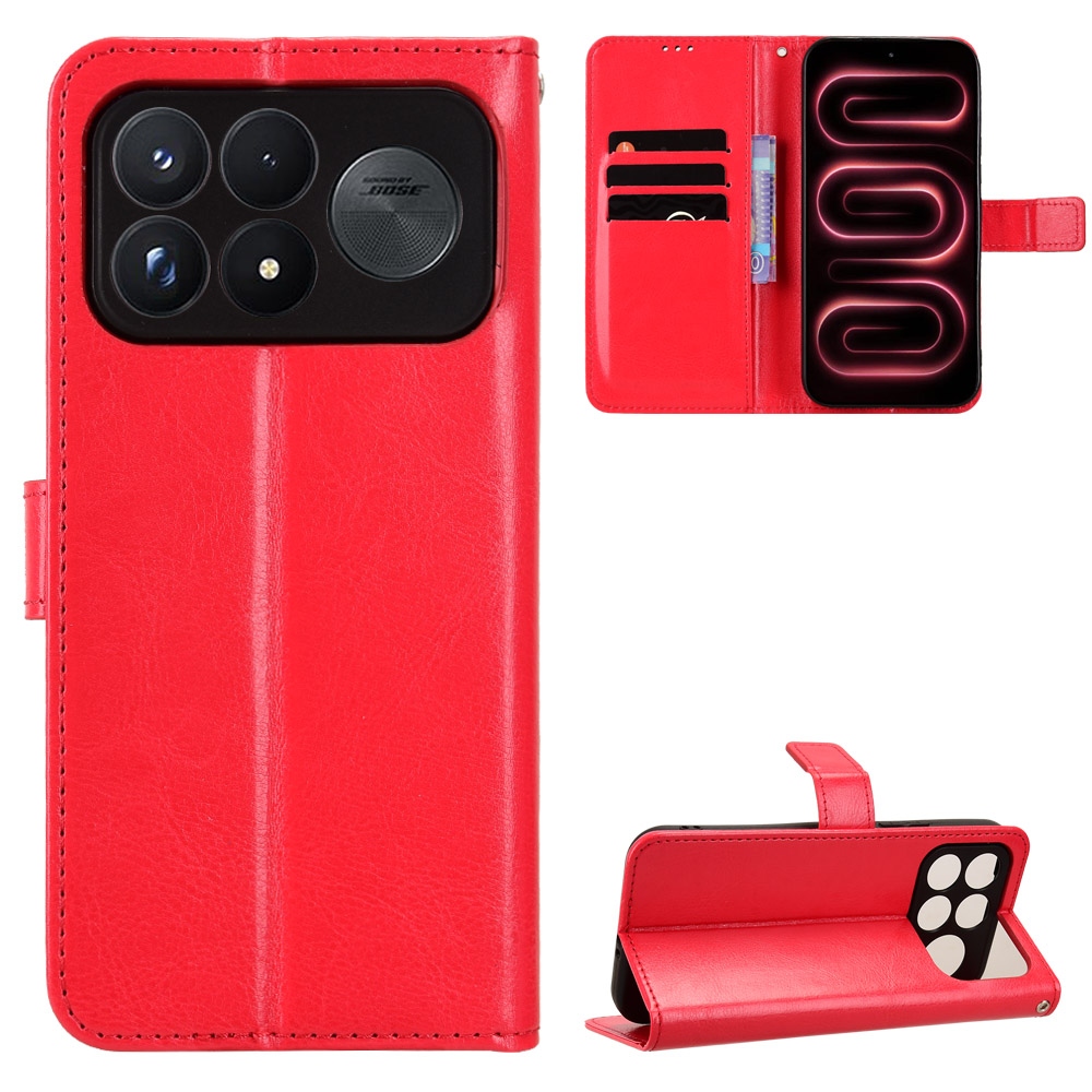 Crazy könyvformájú tok a Xiaomi Poco F9 Ultra 5G-hez – piros