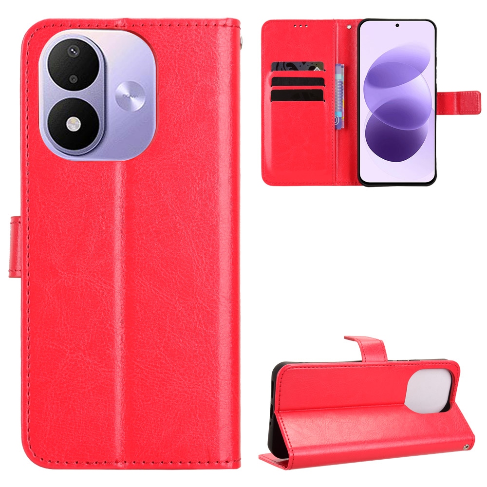 Crazy könyvformájú tok a Xiaomi Redmi Note 17 4G/5G-hez – piros