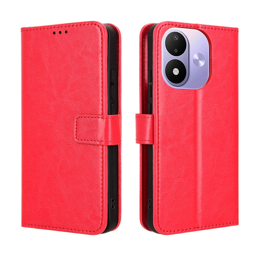 Crazy könyvformájú tok a Xiaomi Redmi Note 17 4G/5G-hez – piros