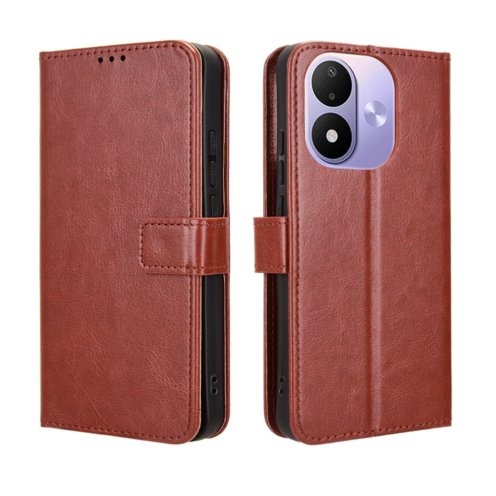 Crazy könyvformájú tok a Xiaomi Redmi Note 17 4G/5G-hez – barna