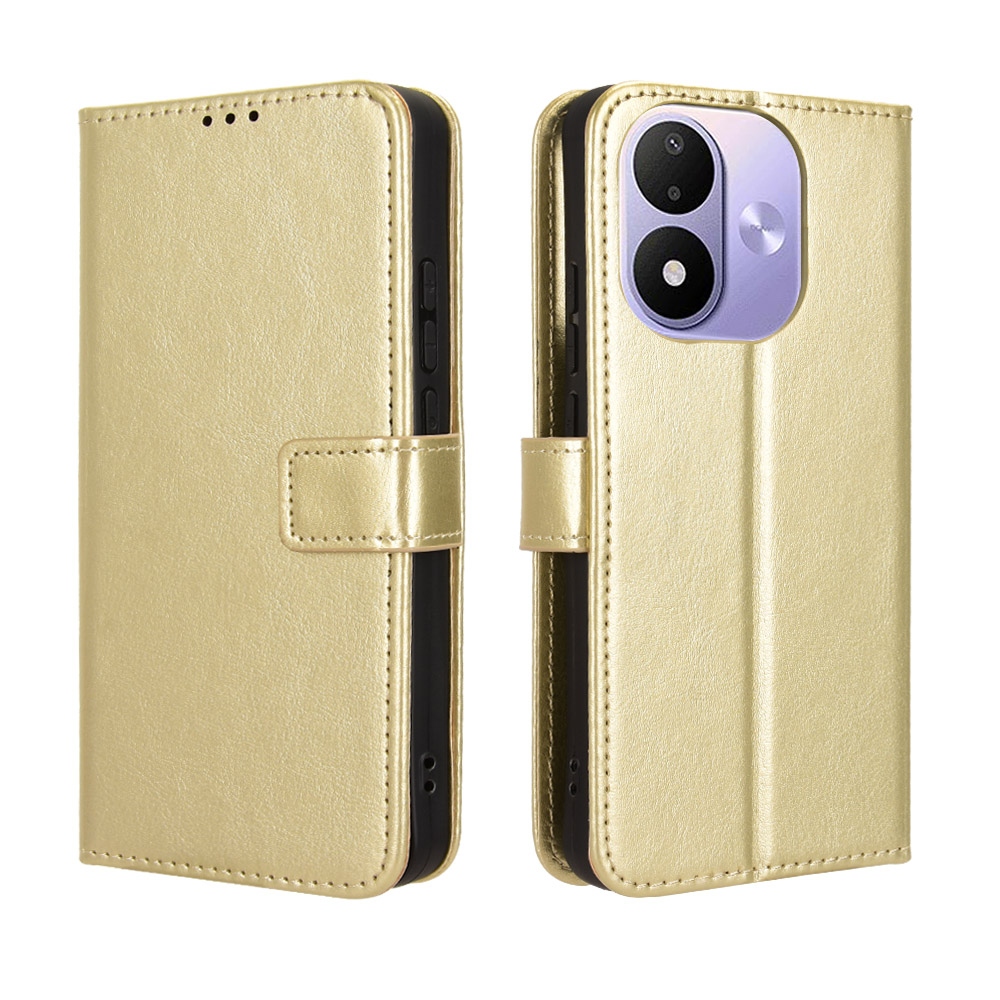 Crazy könyvformájú tok a Xiaomi Redmi Note 17 4G/5G-hez – arany