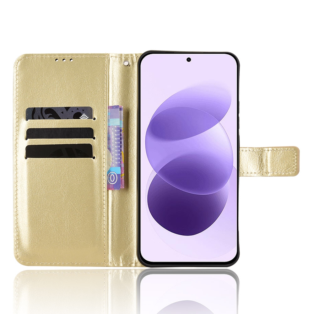 Crazy könyvformájú tok a Xiaomi Redmi Note 17 4G/5G-hez – arany