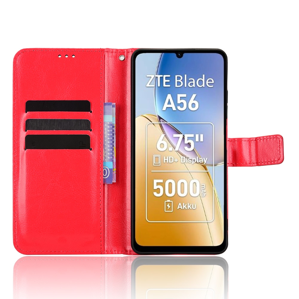 Őrült könyv tok a ZTE Blade A56-hoz - piros