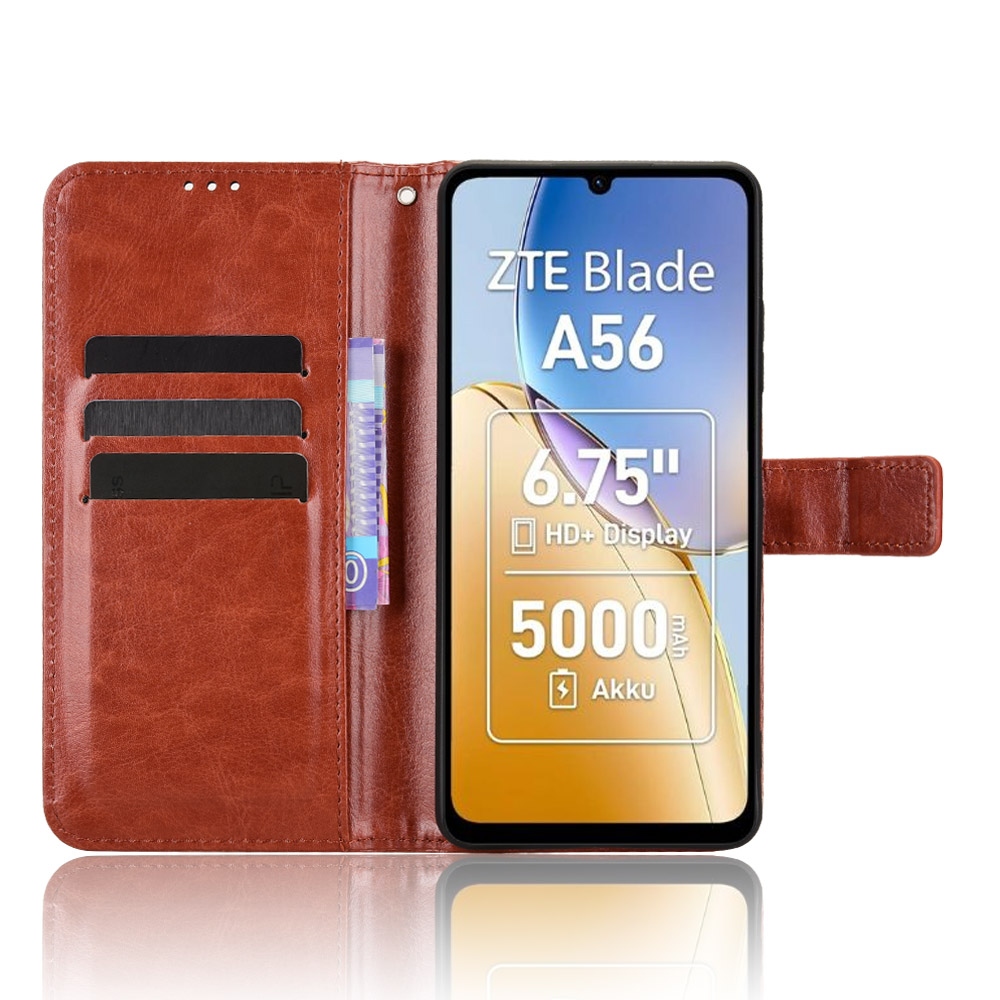 Őrült könyv tok a ZTE Blade A56-hoz - barna