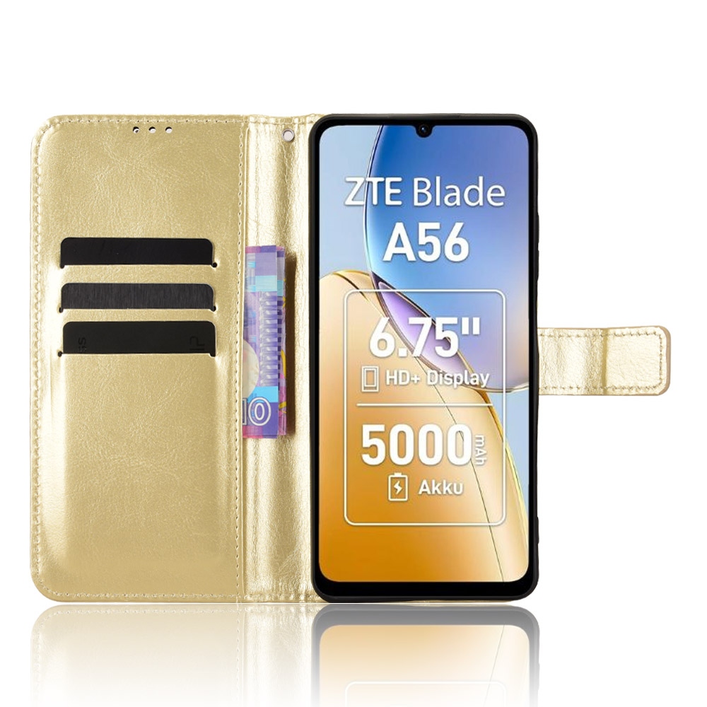 Őrült könyv tok a ZTE Blade A56-hoz - arany színű
