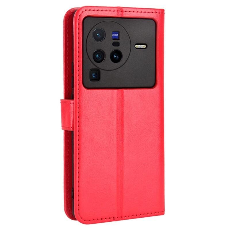 Őrült pénztárca tok mobiltelefonhoz Vivo X80 Pro - piros