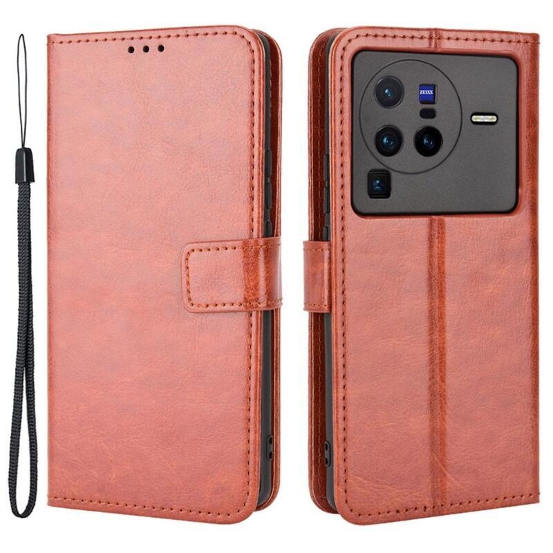 Őrült pénztárca tok mobiltelefonhoz Vivo X80 Pro - barna