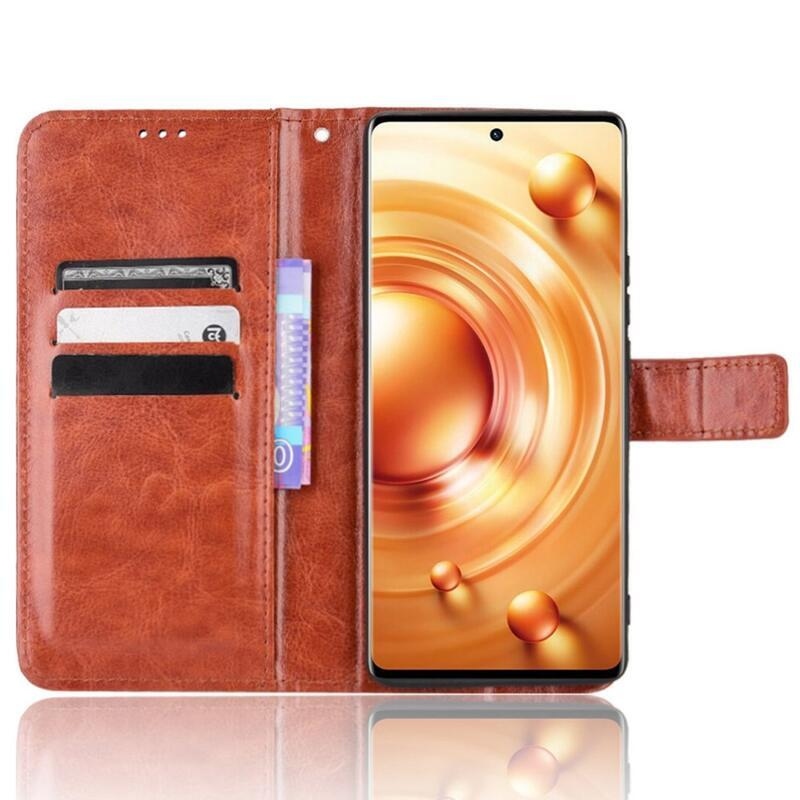 Őrült pénztárca tok mobiltelefonhoz Vivo X80 Pro - barna
