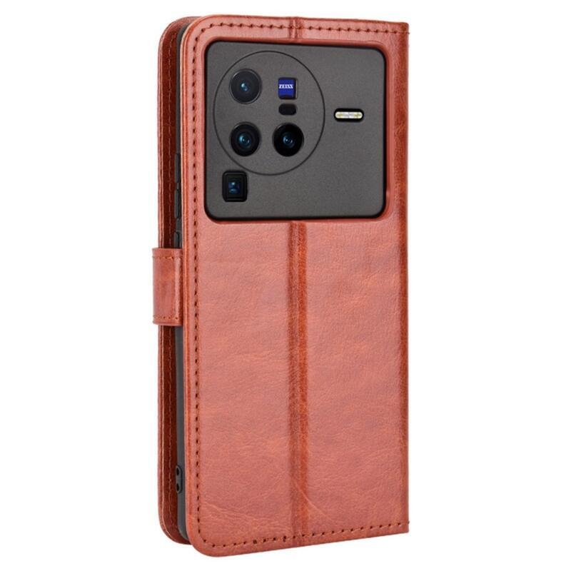 Őrült pénztárca tok mobiltelefonhoz Vivo X80 Pro - barna