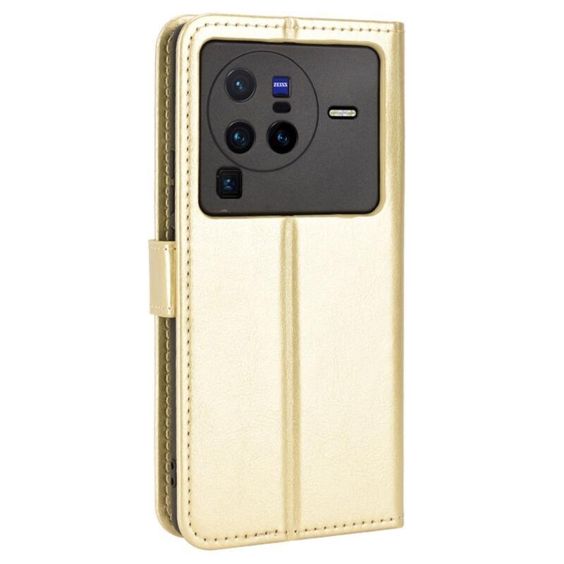 Őrült pénztárca tok mobiltelefonhoz Vivo X80 Pro - arany színű