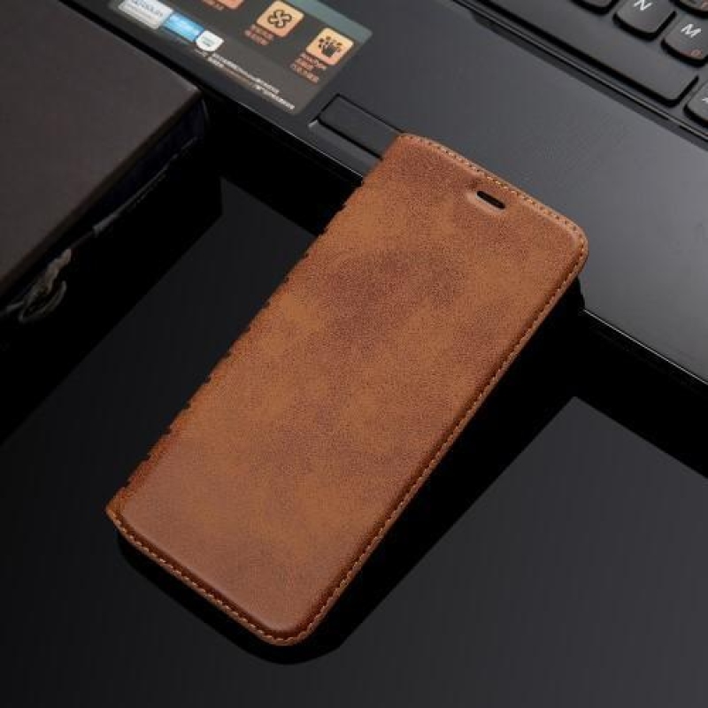 Őrült PU bőr tok iPhone 6 Plus és iPhone 6s Plus készülékhez - barna színben