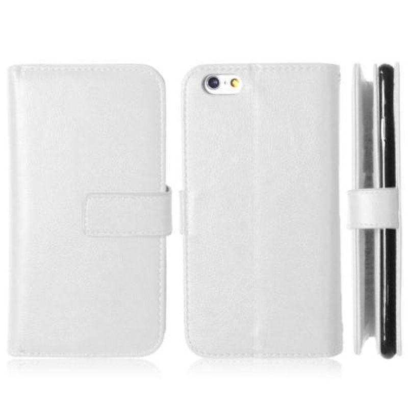 Őrült PU bőr könyvtáska iPhone 6s Plus és 6 Plus készülékhez - fehér