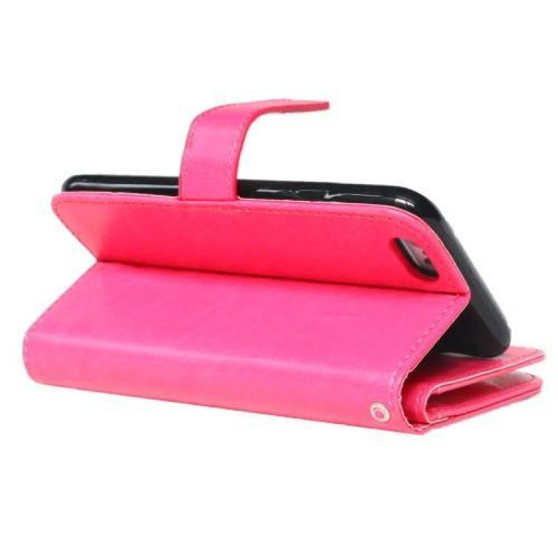 Őrült PU bőr könyvtáska iPhone 6s Plus és 6 Plus készülékhez - rózsaszínű