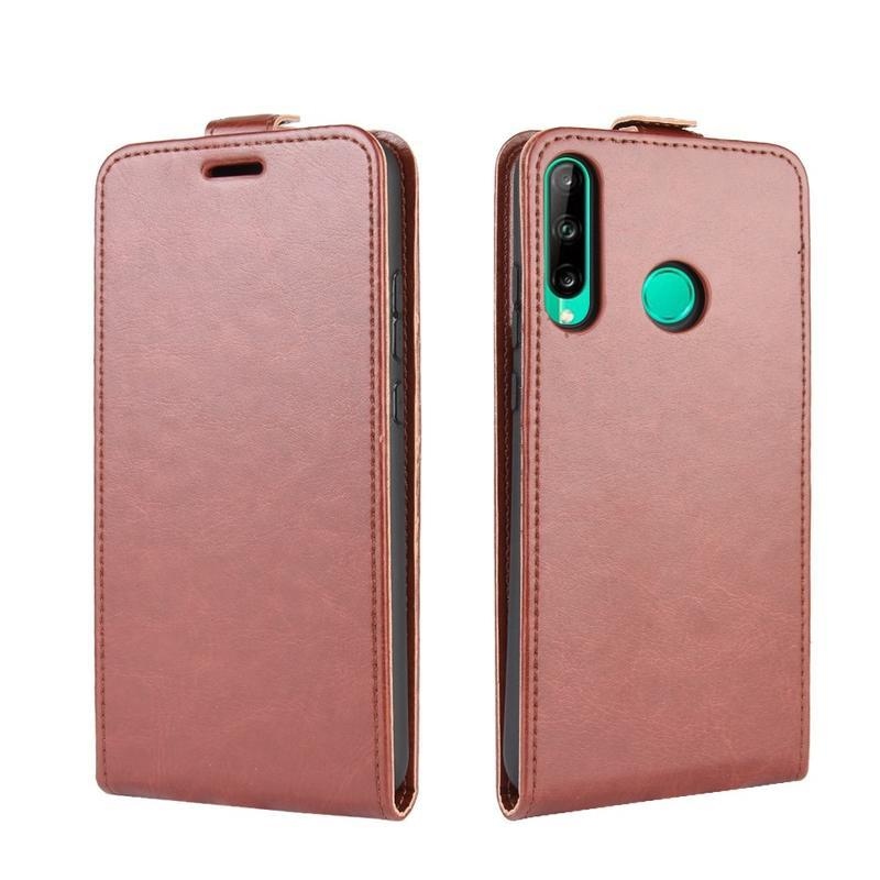 Őrült PU bőr pénztárca tok a Huawei P40 Lite E számára - barna