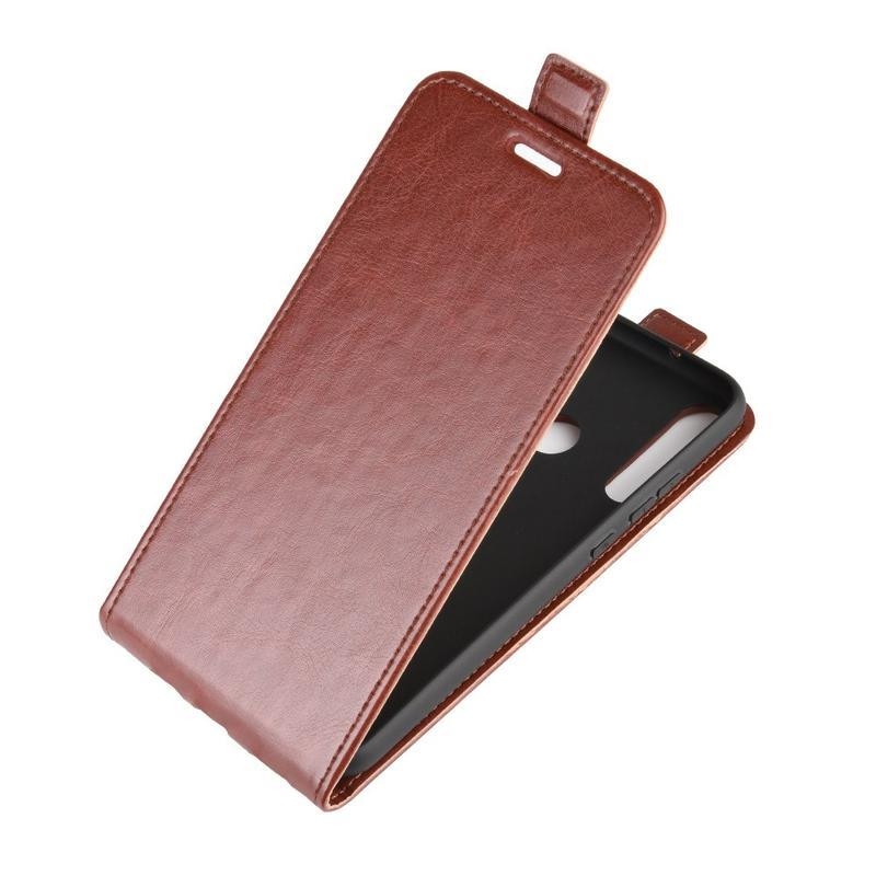 Őrült PU bőr pénztárca tok a Huawei P40 Lite E számára - barna