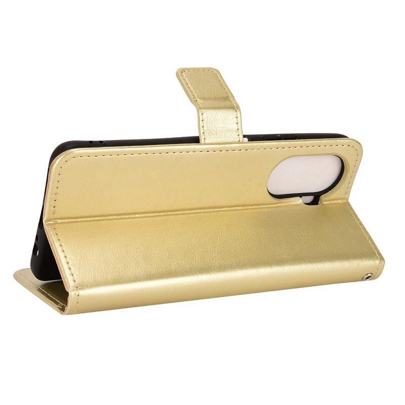 Őrült PU bőr pénztárca tok mobiltelefonhoz Huawei Nova Y70 - arany színű