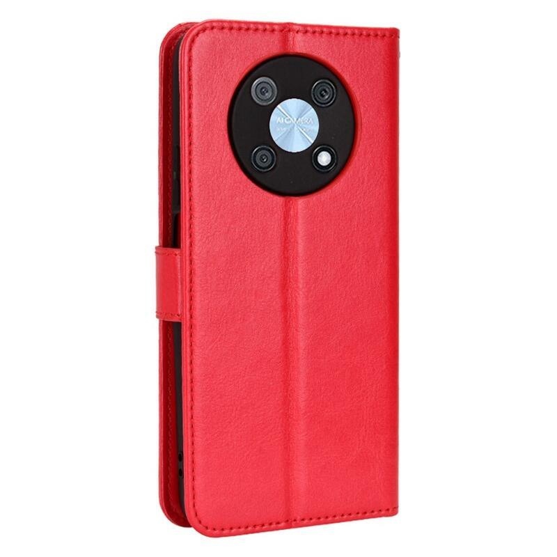 Őrült PU bőr pénztárca tok mobiltelefonhoz Huawei Nova Y90 - piros