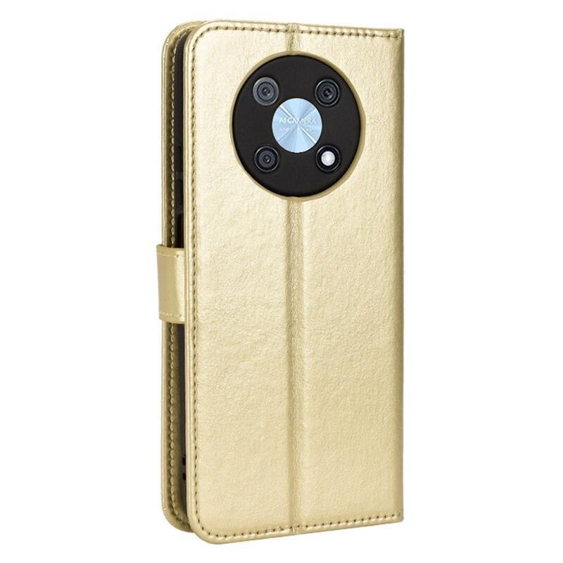 Őrült PU bőr pénztárca tok mobiltelefonhoz Huawei Nova Y90 - arany színű