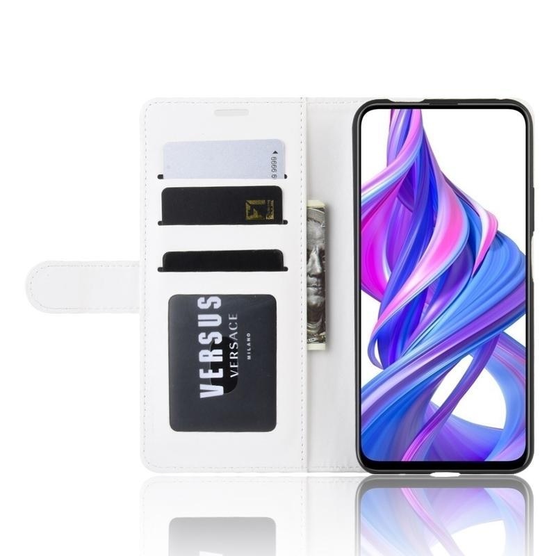 Őrült PU bőr pénztárca tok a Huawei P Smart Pro (2019)/Honor 9X Pro számára - fehér