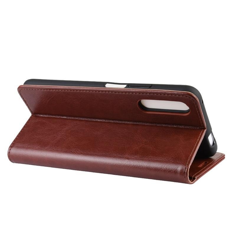 Őrült PU bőr pénztárca tok a Huawei P Smart Pro (2019)/Honor 9X Pro számára - barna színben