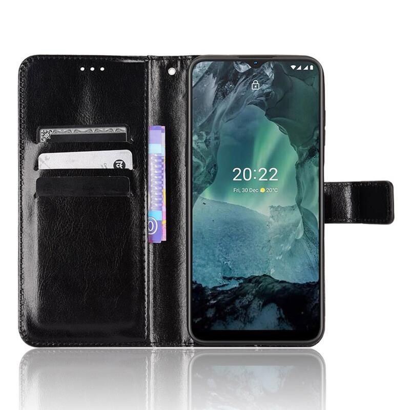 Őrült PU bőr pénztárca tok a Nokia G11/G21 készülékhez - fekete