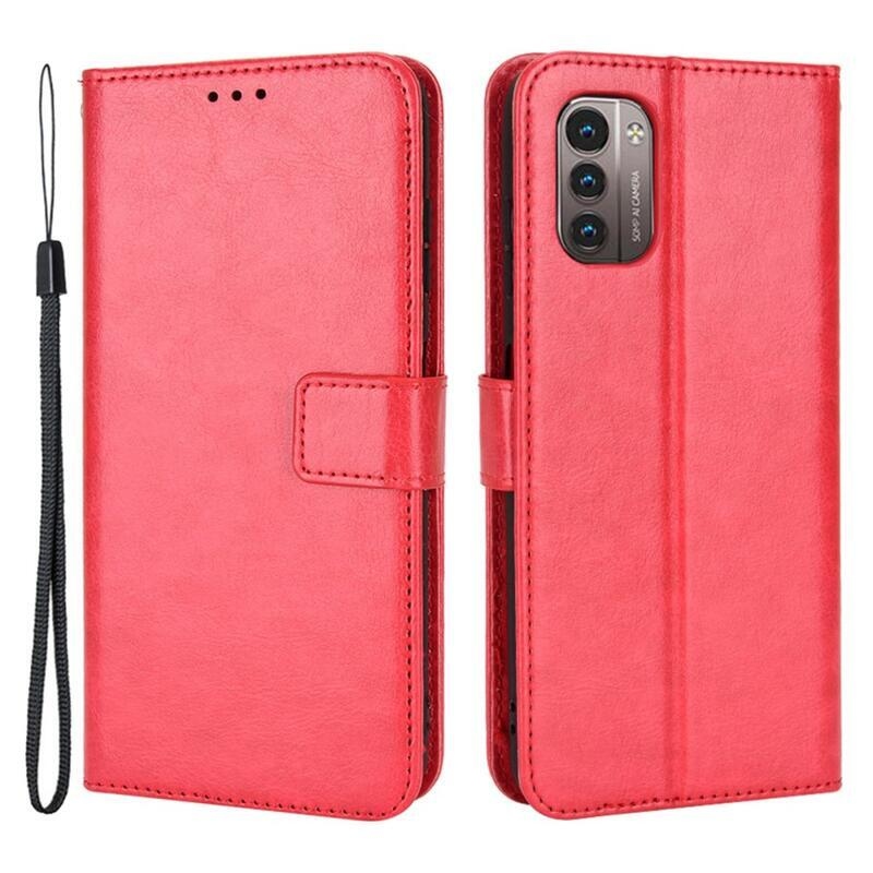 Őrült PU bőr pénztárca tok a Nokia G11/G21 készülékhez - piros színben