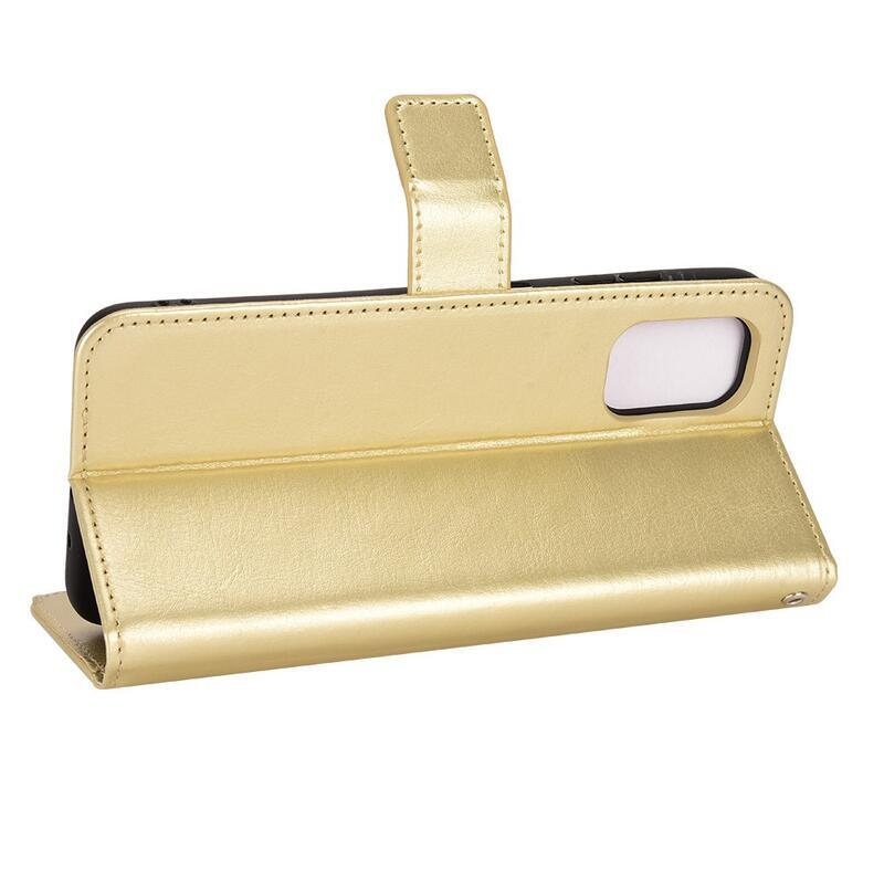 Őrült PU bőr pénztárca tok Nokia G11/G21 - arany színű