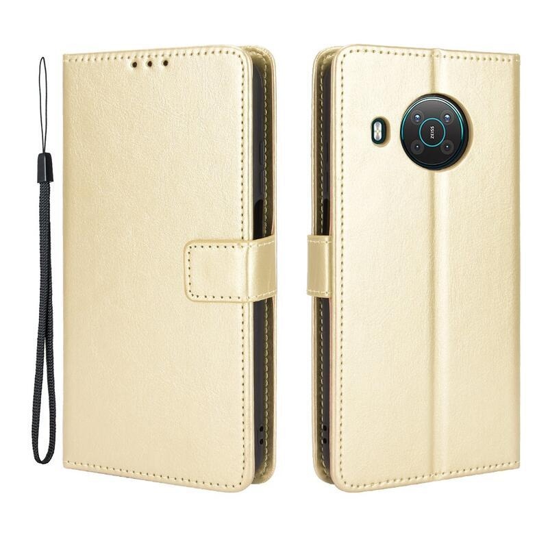 Őrült PU bőr pénztárca tok Nokia X10/X20 készülékhez - arany színben