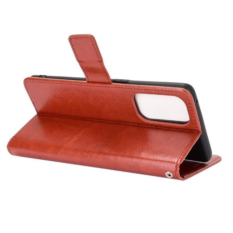 Őrült PU bőr pénztárca tok Oppo Reno 5 4G/5G - barna