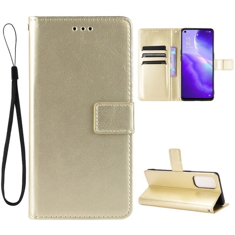 Őrült PU bőr pénztárca tok Oppo Reno 5 4G/5G - arany színben