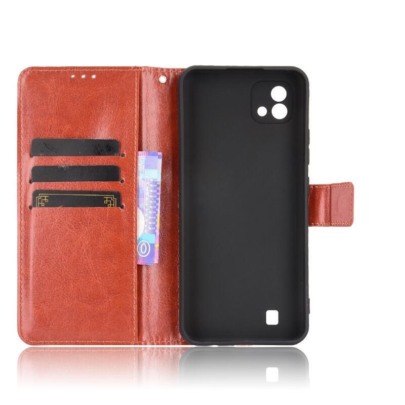 Őrült PU bőr pénztárca tok mobilhoz Realme C11 (2021) - barna