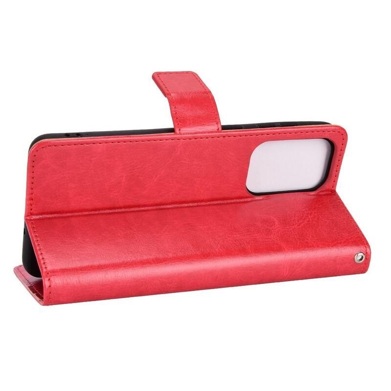 Őrült PU bőr pénztárca tok Samsung Galaxy M23 5G-hez - piros