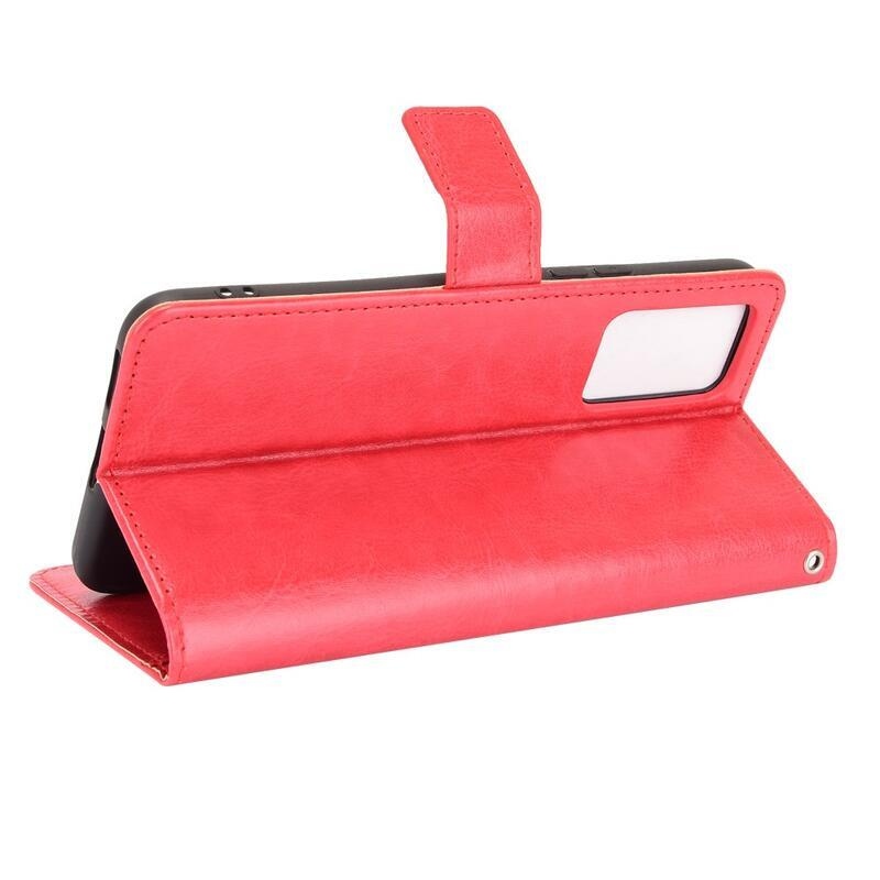 Őrült PU bőr pénztárca tok a Vivo V21 4G/5G-hez - piros