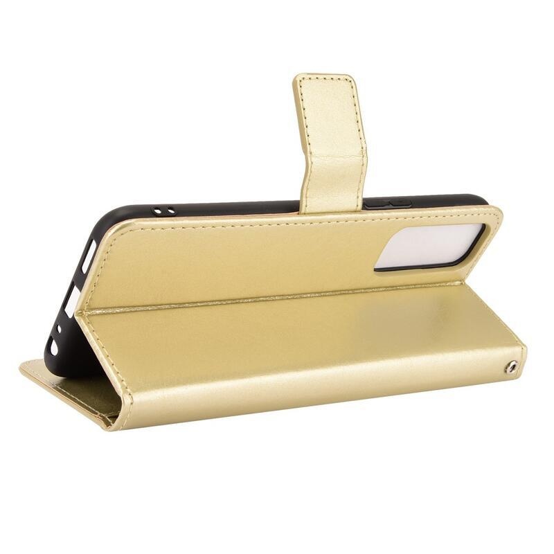 Őrült PU bőr pénztárca tok a Vivo Y72 5G/Y52 5G számára - arany színű