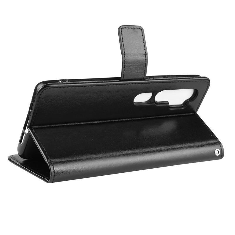 Őrült PU bőr pénztárca tok Xiaomi Mi Note 10 / Mi Note 10 Pro - fekete