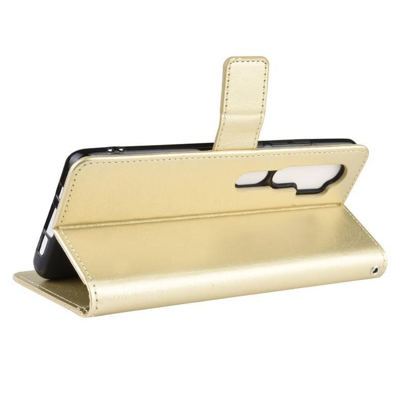 Őrült PU bőr pénztárca tok Xiaomi Mi Note 10 / Mi Note 10 Pro - arany színben