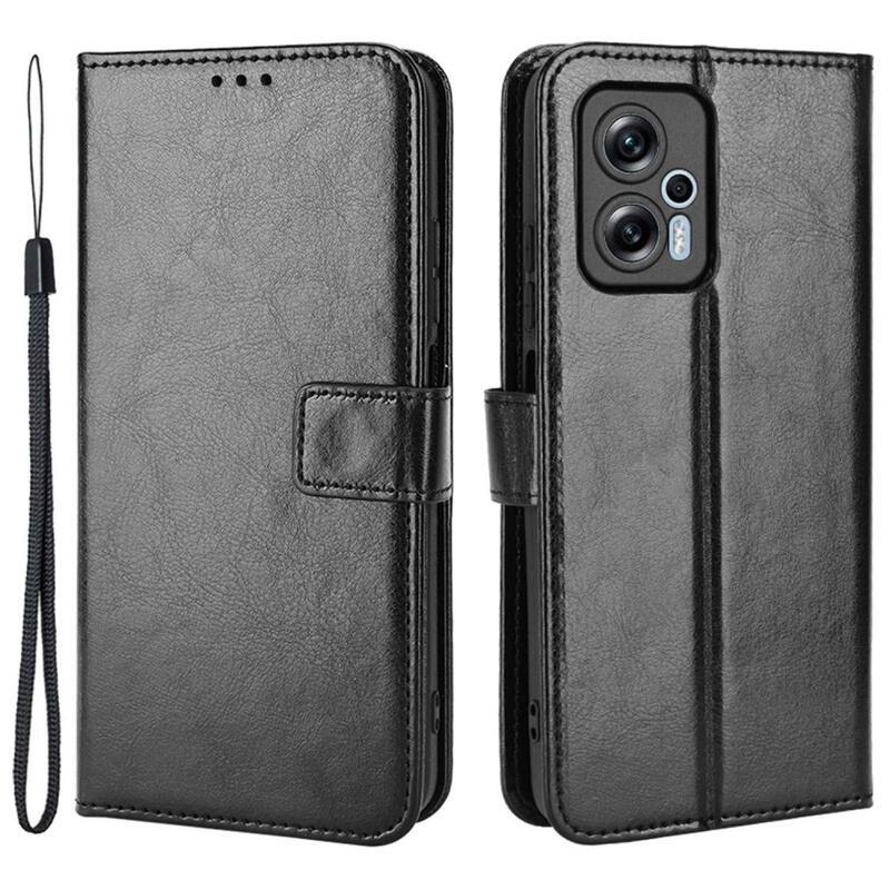 Őrült PU bőr pénztárca tok Xiaomi Poco X4 GT 5G - fekete