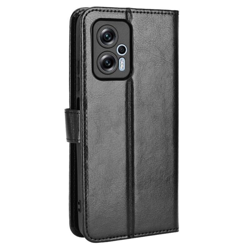 Őrült PU bőr pénztárca tok Xiaomi Poco X4 GT 5G - fekete