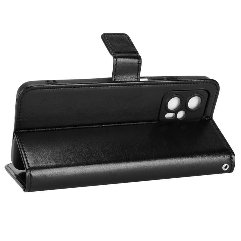 Őrült PU bőr pénztárca tok Xiaomi Poco X4 GT 5G - fekete