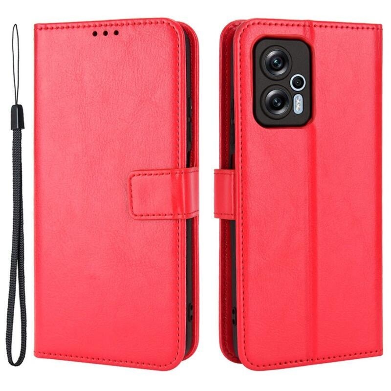 Őrült PU bőr pénztárca tok Xiaomi Poco X4 GT 5G - piros