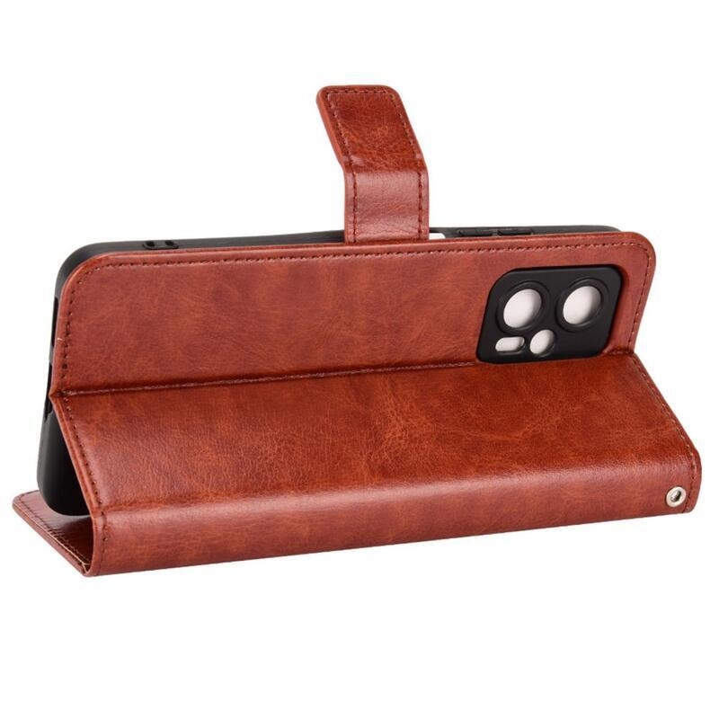 Őrült PU bőr pénztárca tok a Xiaomi Poco X4 GT 5G számára - barna