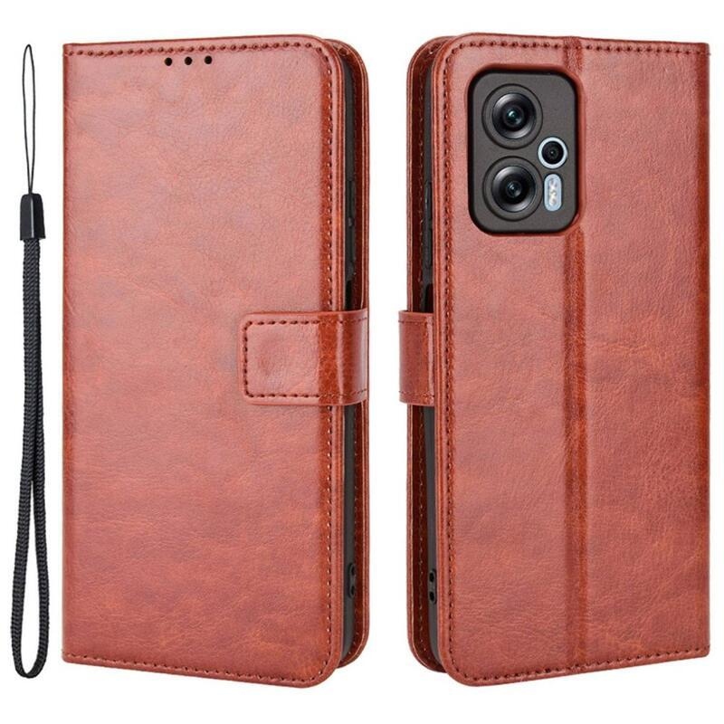 Őrült PU bőr pénztárca tok a Xiaomi Poco X4 GT 5G számára - barna