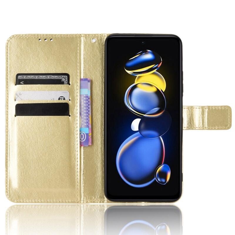 Őrült PU bőr pénztárca tok a Xiaomi Poco X4 GT 5G számára - arany színű