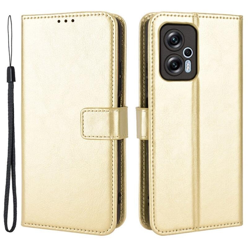 Őrült PU bőr pénztárca tok a Xiaomi Poco X4 GT 5G számára - arany színű