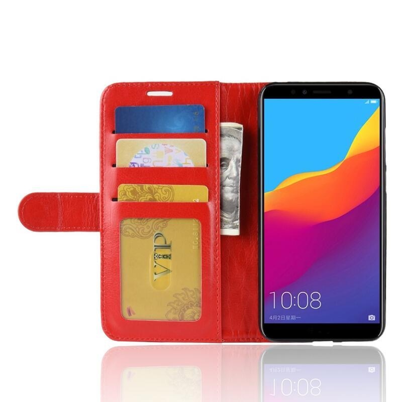 Őrült PU bőr pénztárca tok a Honor 7A-hoz - piros