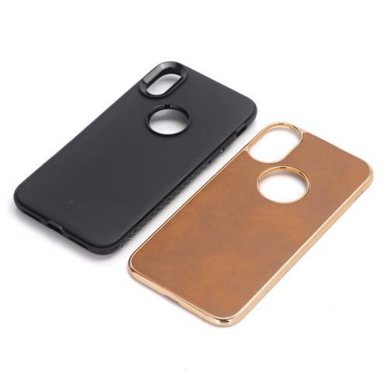 CrazyCloth tartós hibrid tok PU-bőr hátlappal iPhone X készülékhez - barna