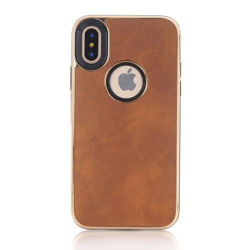 CrazyCloth tartós hibrid tok PU-bőr hátlappal iPhone X készülékhez - barna