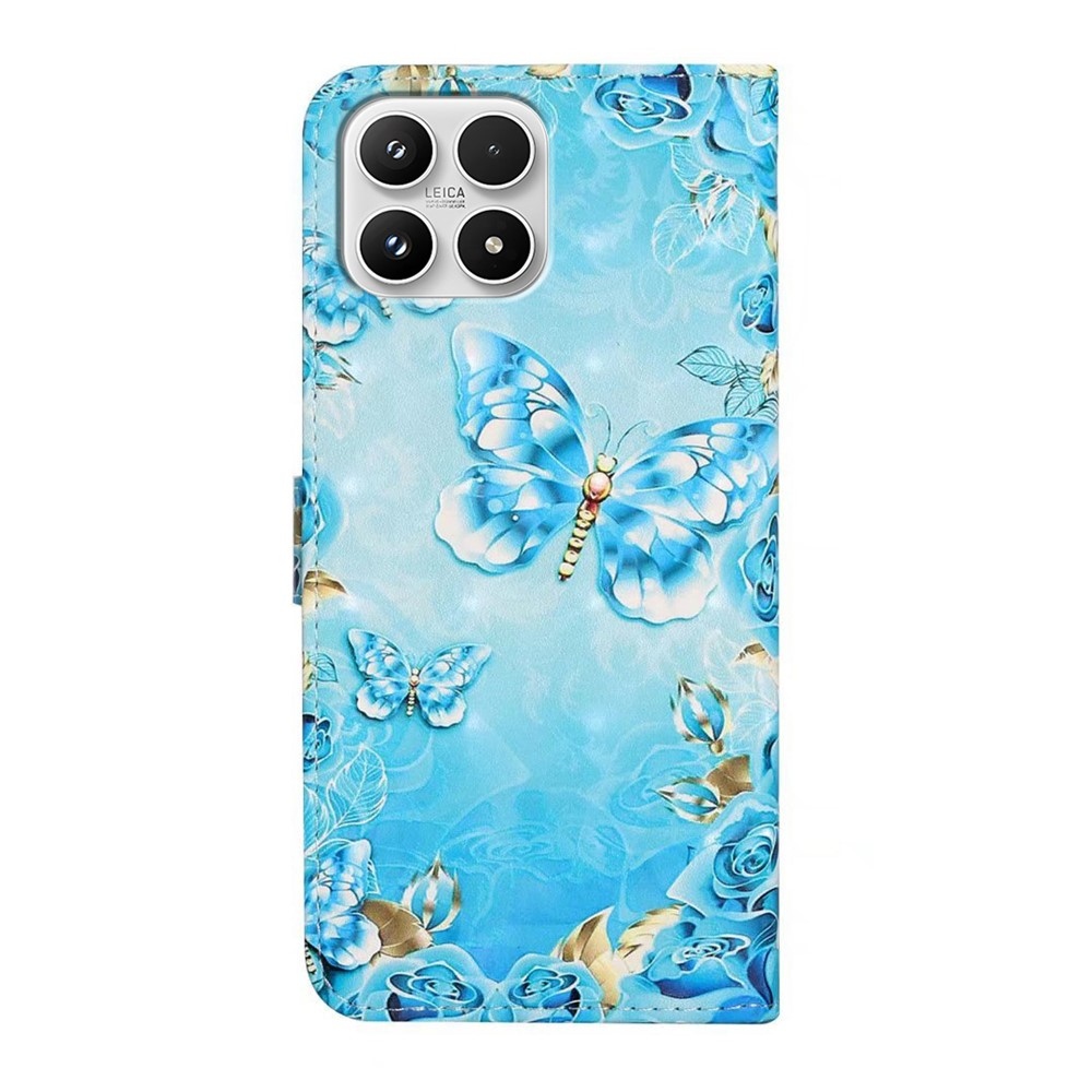 Kreatív pénztárca tok a Xiaomi 17 - kék és arany pillangókhoz